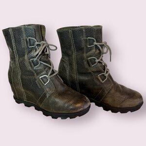 Sorel Women's Joan of Arctic Wedge II Boots Quarry Dark Gray Size 8.5